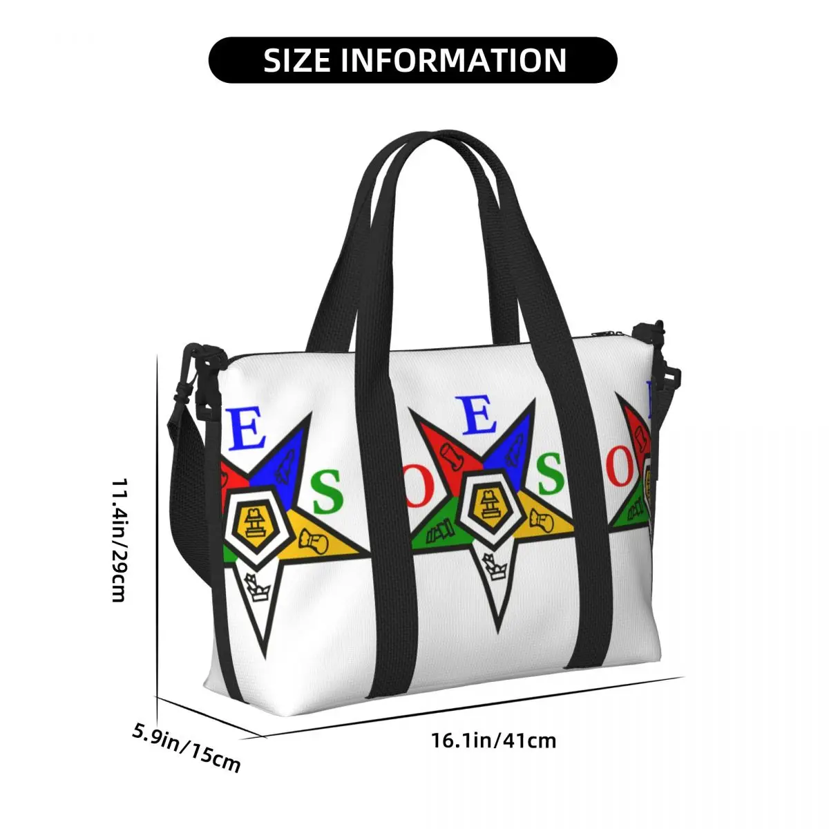 Order Of The Eastern Star OES Groceries Tote Shopping Bags Women Large Capacity Beach Gym Travel Bags