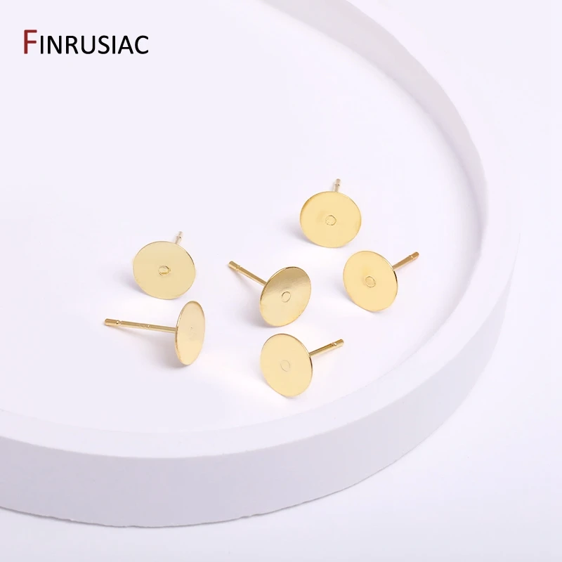 Jewelry Findings 18k Gold Plated Copper Post Earring Base Earring Studs Blank DIY Earrings Accessories Jewellery Making Supplies