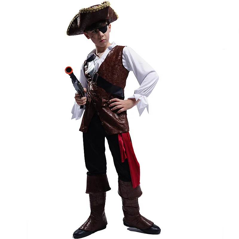 

Boy Deluxe Pirate Costume Child Halloween Cosplay Pirates Costume Family Carnival Party Clothes Purim Party Fancy Dress