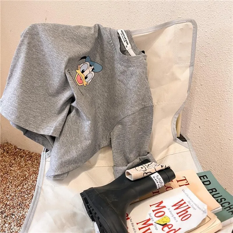 Kids T Shirt Cartoon Mickey Children's Long Sleeved T-shirt Spring Autumn Fashion Baby Base Shirt Tops Crewneck Loose Kids Blouse Clothes