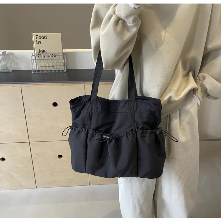 Large Capacity Tote Bag Fashion Shoulder Canvas Bag Work Commuting Bucket Bag