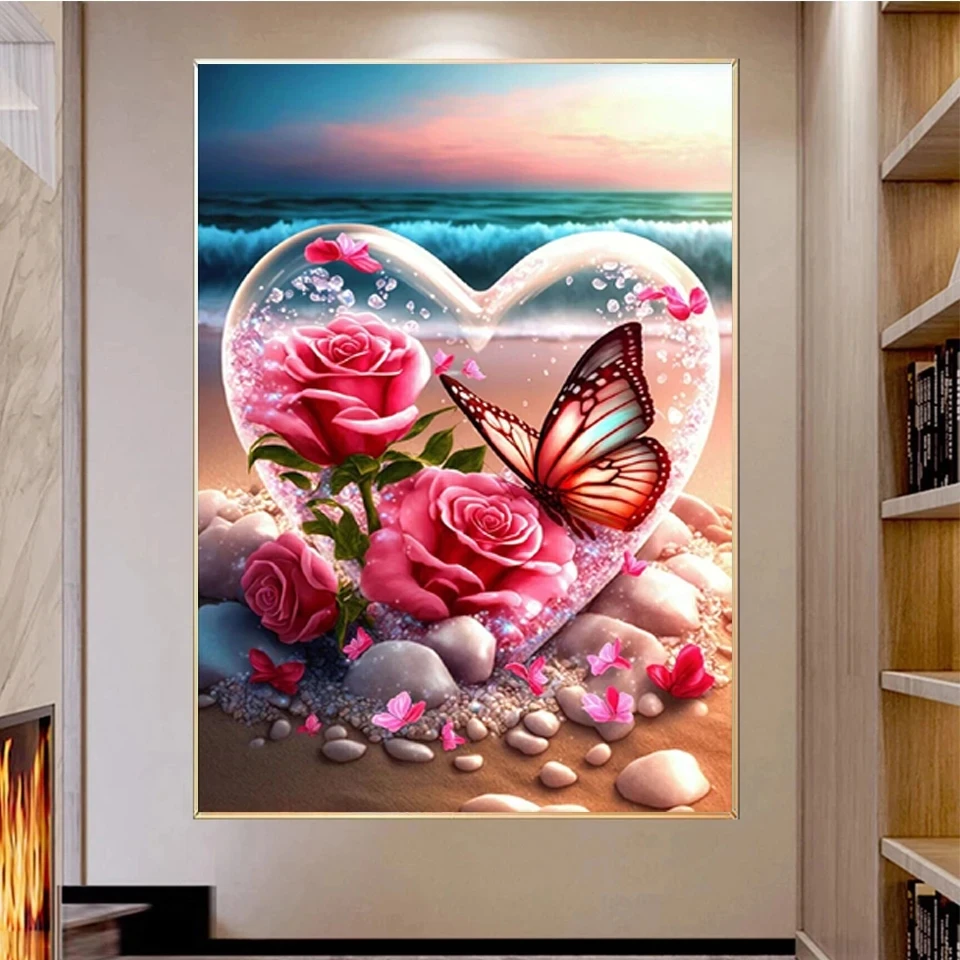 5D DIY Diamond Painting Flowers Full Drill Square Love Painting Abstract  Colorful Heart Flowers For Living Room Home Decoration - AliExpress