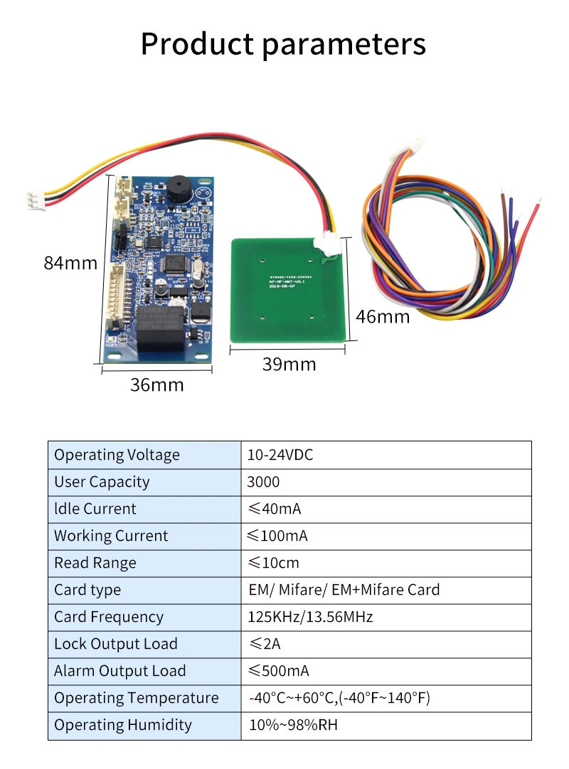 125Khz/13.56mhz RFID DC12V/24V Reader Module Wiegand Intput Access Control Syste