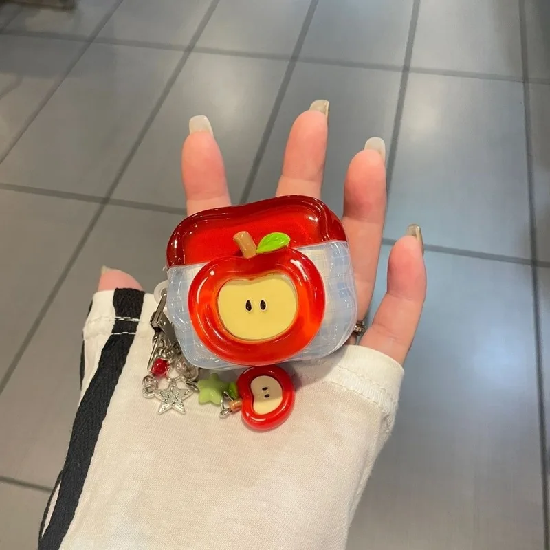 Charming Summer 3D Apple Design Protective Bluetooth Earphone Case in Cartoon Style