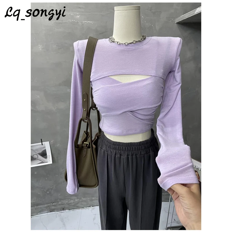 

Футболка с длинным рукавом и круглым вырезом, в Корейском стиле