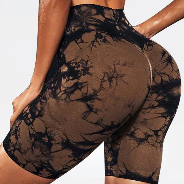 49732-5153c7.jpg Tie Dyed Seamless Fitness Pants WOMEN'S High Waist and Hip Lifting Sports Tight Shorts Running Sexy Peach Fitness Yoga Shorts