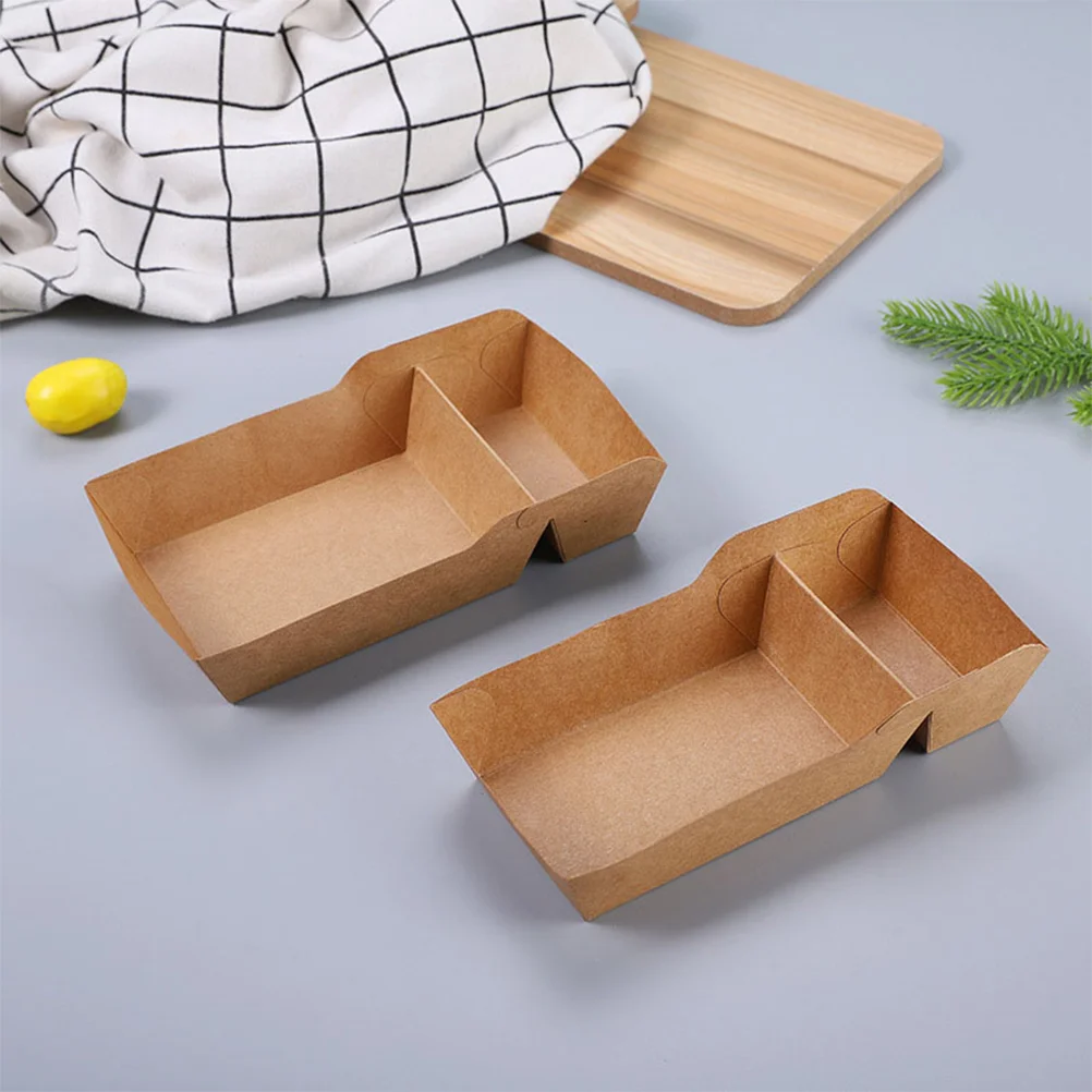 Kraft Food Containers Paper Take Out Snack Box Holder French Fries Serving Boxes Cardboard Trays