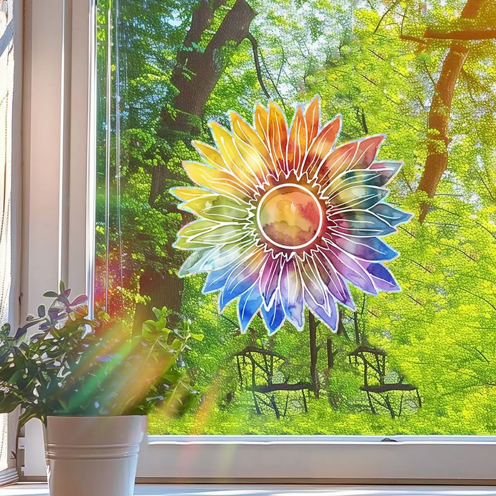 Sunflower Window Stickers Anti-Collision Window Decal For Birds Non-Adhesive Static Clings For Living Room Walls