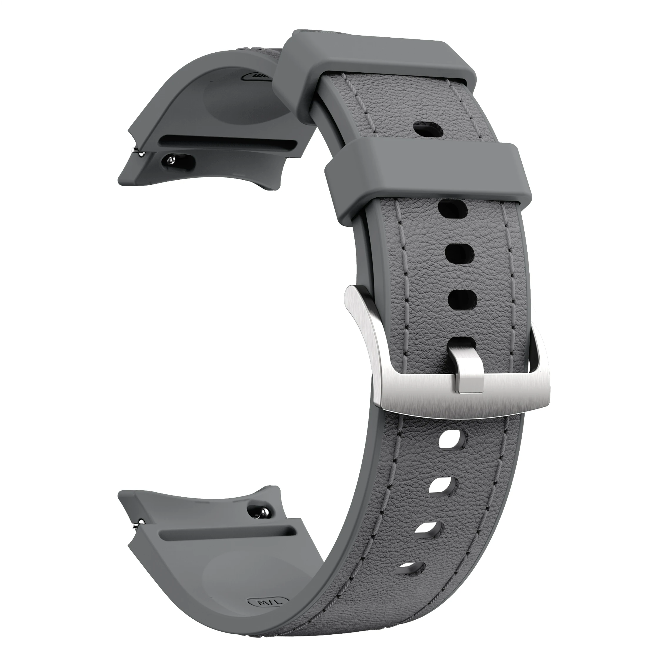 Elegant Silicone & Leather Watch Strap Bracelet, 40mm-47mm