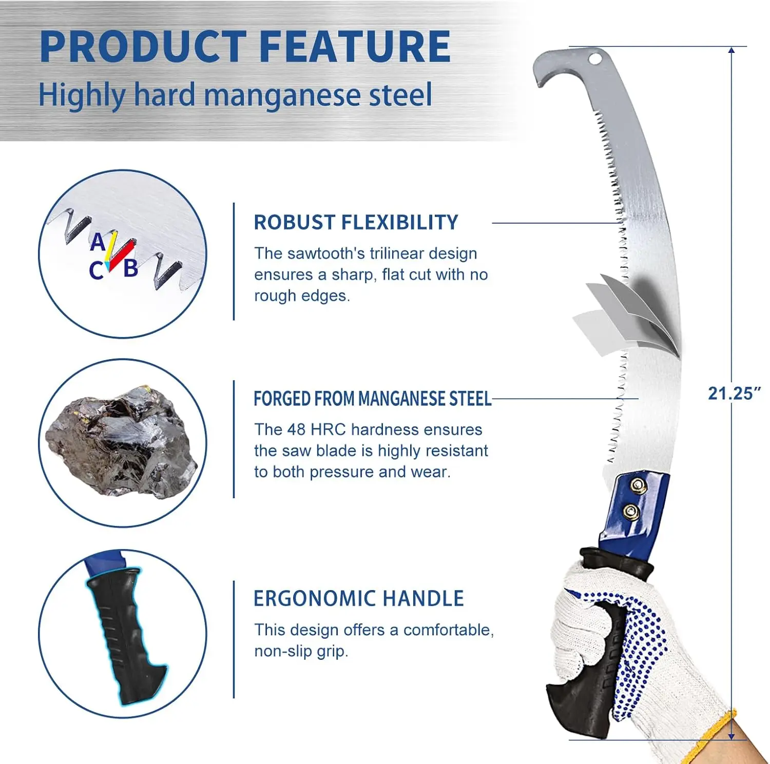 14 Feet Pole Saw Tree Trimming Pruning Saw High Reach Lightweight Manual Stainless Steel Extension Pole Cutter Long Branch