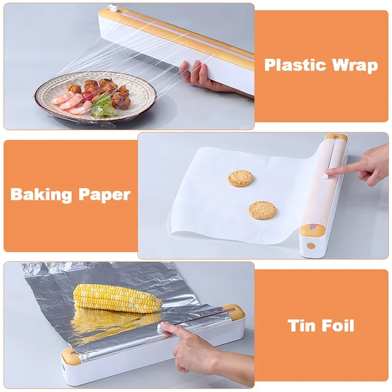 Cling Film Cutter Plastic Wrap Dispenser Cutter Slider Stretch Film Cutter for Dia 4cm Length 15-30cm Cling Film Aluminium Foil