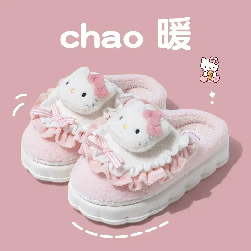 

Cartoon Autumn and Winter Warm Cotton Soft Home Slippers HelloKittys Kuromis Cinnamorolls Shoes Holiday Gifts My Melodys