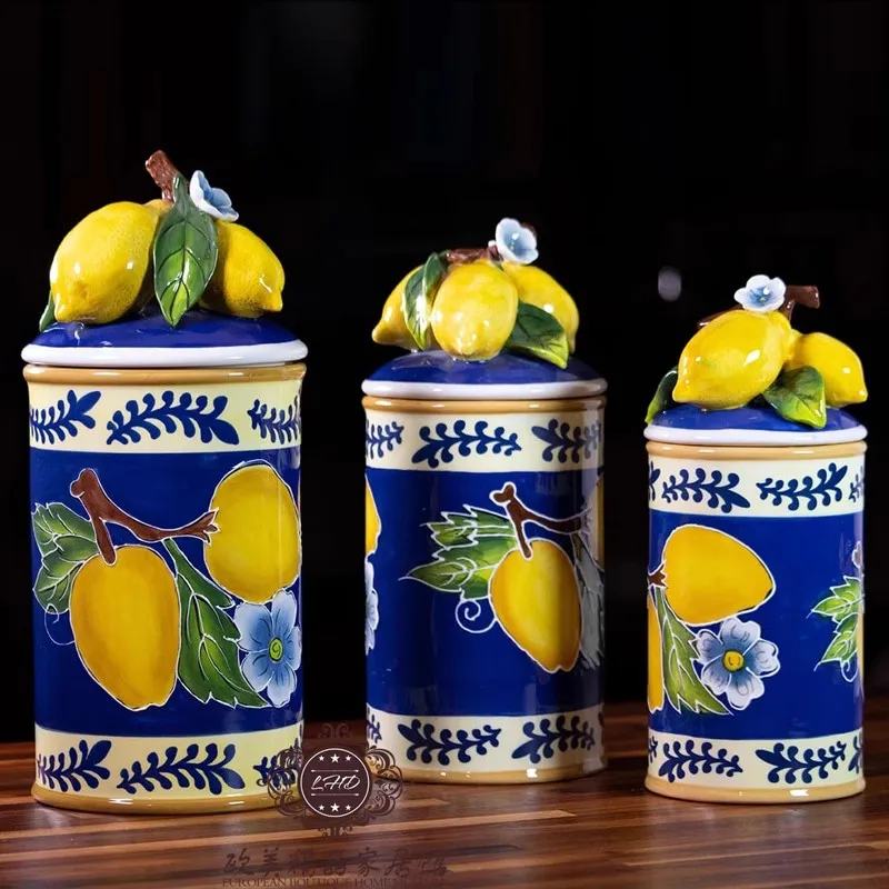 

Ceramic Sculpture Lemon Candy Storage Jar, Home Decor, Living Room Decoration, Dried Fruit Tea Jar, Kitchen Food Container