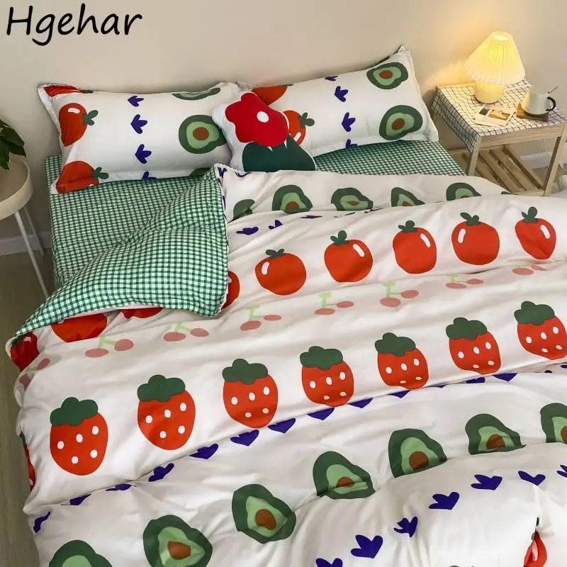

Bedding Set Duvet Cover Pillowcase Adult Beds Sheet Queen Full Home Textile Girl Cartoon Soft Washed Cotton Bedclothes Household