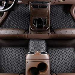 Waterproof PU Leather Universal Car Floor Mats - Full Set for Front and Rear, Auto Foot Pad Protector (Black)