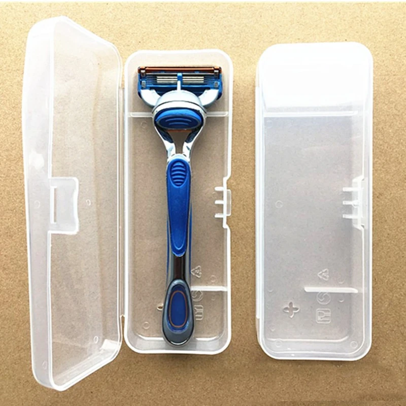 Razor Storage Box 2pcs/lot Men Universal Shaver Storage Box Handle Full Transparent Plastic Case Razor Boxs Eco-Friendly Shaving Box