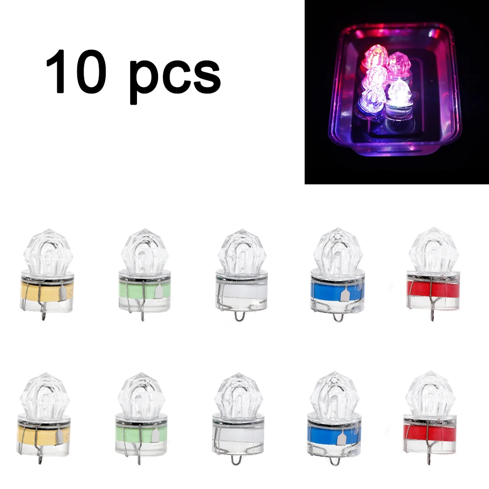 10 stücke LED Angeln Lampe Unterwasser Diamant Form Blitzlicht Zieht Tintenfisch Angeln Köder Tackle Angeln Werkzeuge