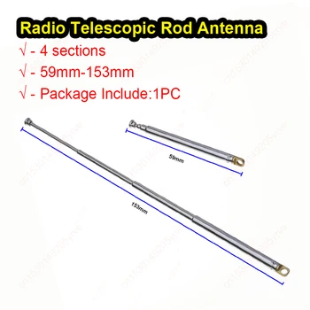 Antenna Telescopica Radio a 4 Sezioni 59mm-153mm per Telecomandi Elettronici, Allarmi, Modellini di Auto e Aerei
