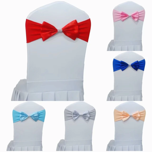 Wedding Decoration Spandex Sashes For The Chairs Bands Bow Tie with Glittering Diamond Buckle For Special Events Birthday Party