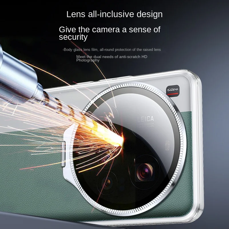 Transparent Anti-Yellowing Metal Lens Tempered Glass Phone Case