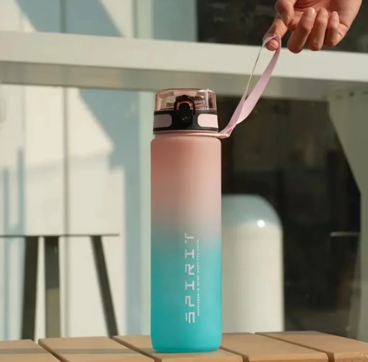 Colorful Leak-Proof Sports Water Bottle with Filter and Portable Strap