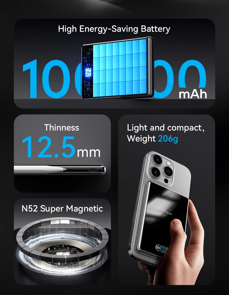 Kuulaa Qi2 Magnetic Power Bank 10000mAh PD 20W