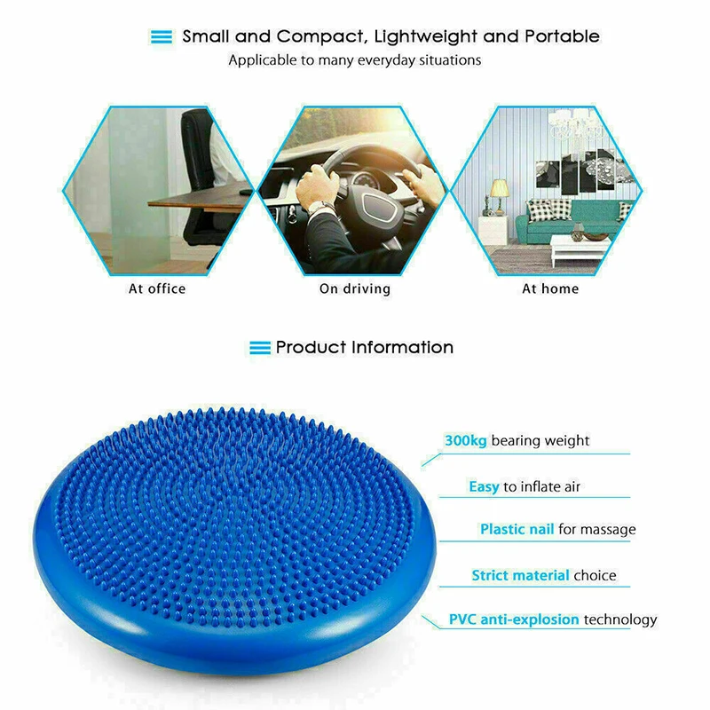 Inflated Wobble Cushion Wiggle Seat Sensory Kids Core Balance Disc Extra Thick Flexible Seating Indoor Yoga Fitness Accessories