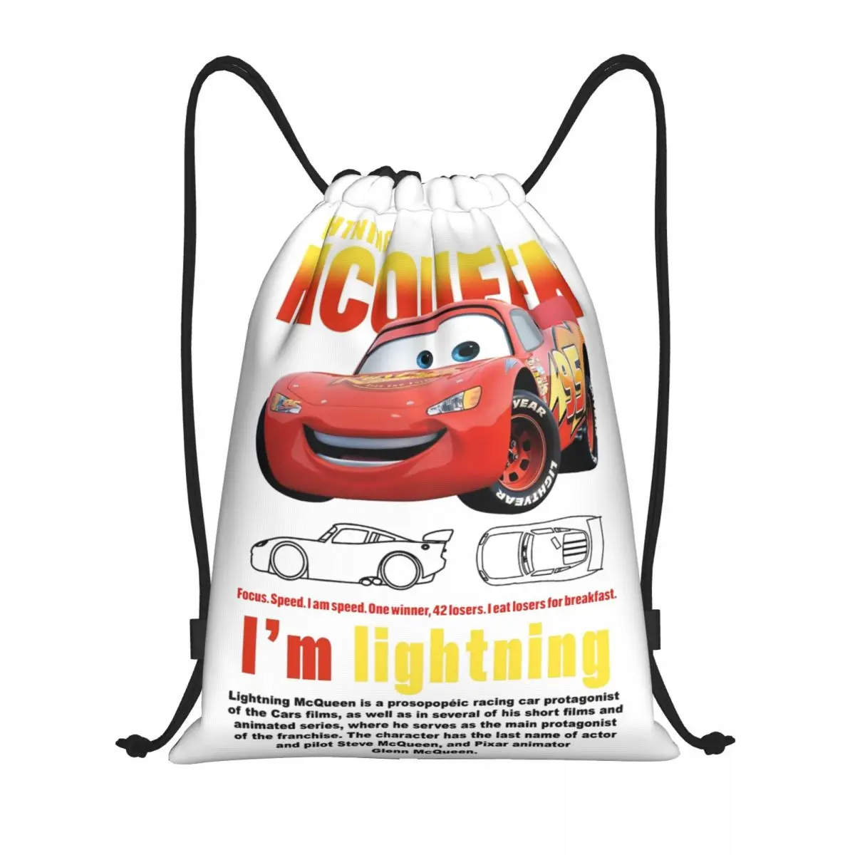 Mochila con cordón de Lightning Mcqueen de coches antiguos, mochila deportiva para gimnasio, bolsa de cuerdas de película para yoga