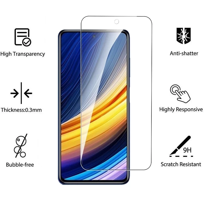 Tempered Glass for Poco X3 Pro NFC F3 M3 M4 11T 10T Pro Screen Protectors for Xiaomi Redmi Note 11 10 9 8 Pro 9s 10s 9T 8T 9A 9C