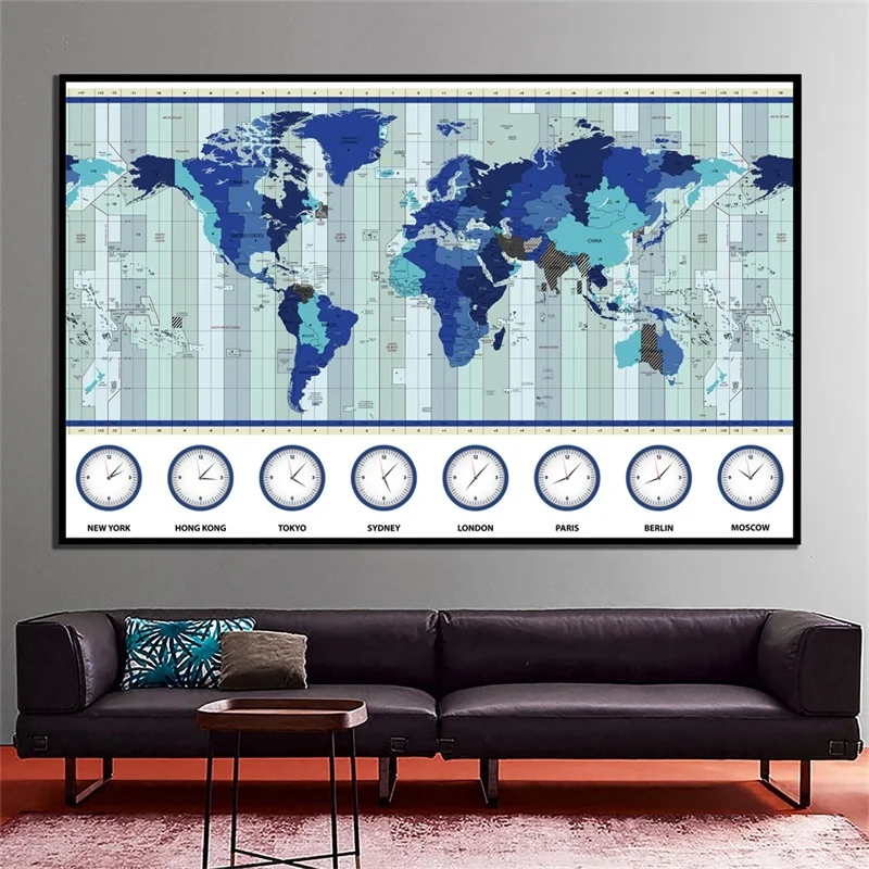 Картина из нетканого полотна с картой мира 90 х60 см |