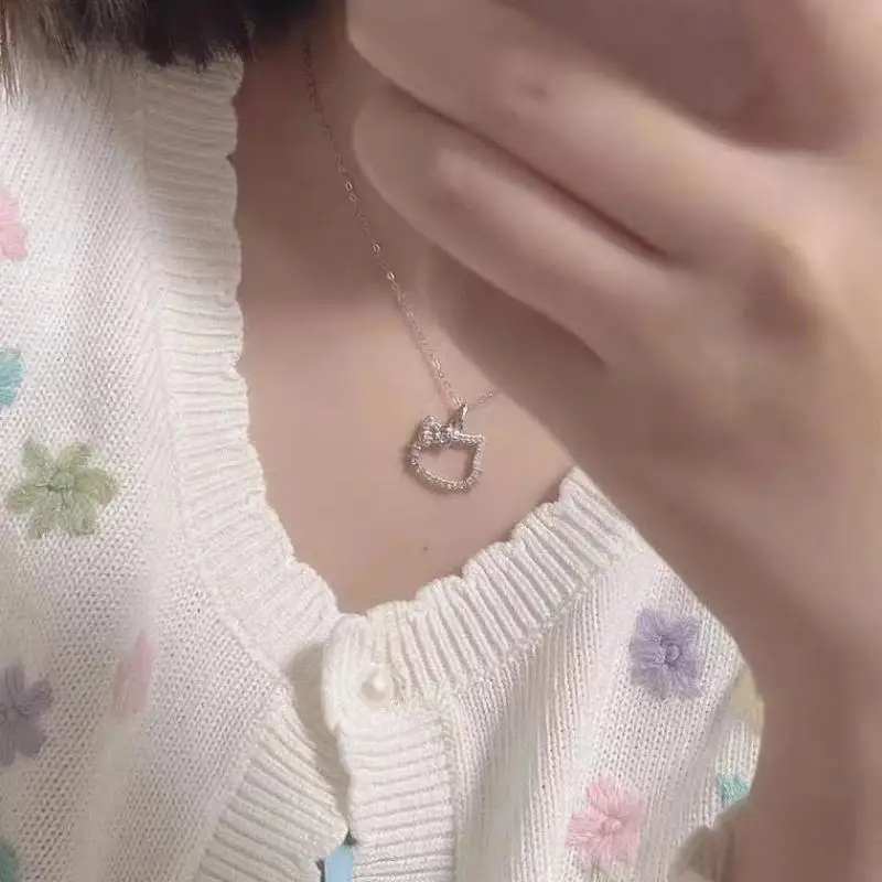 Hello Kitty Sterling Silver Diamond Necklace & Ring - Kuru Store