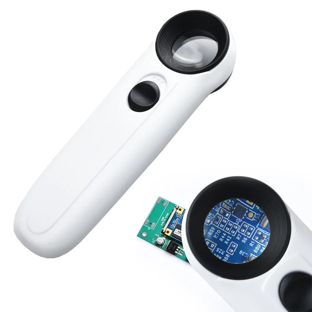40x Magnifying Glass Identification Antique Jewelry LED Lamp Hand-held Microscope Circuit Board Lighting magnifying glass,jewelry magnifier,jewelry magnifying glass
