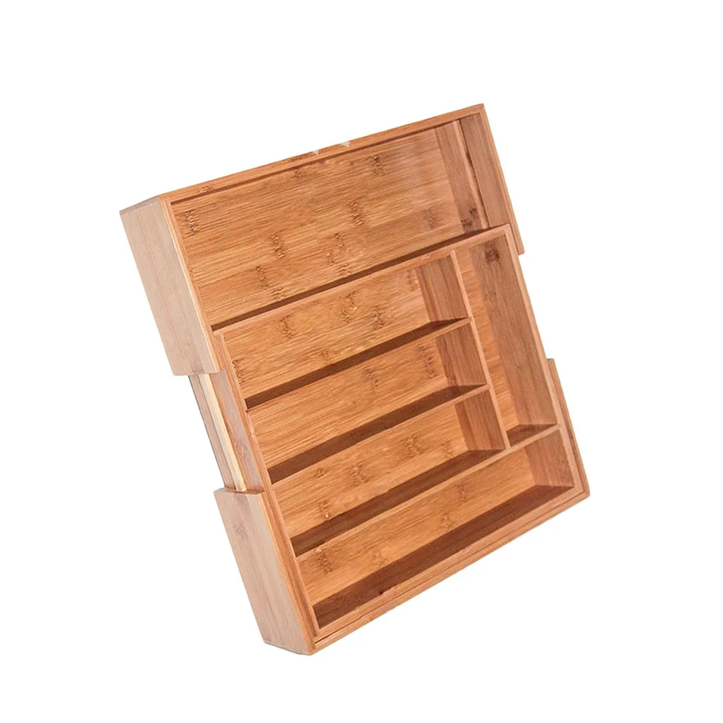 

Kitchen Non-Retractable Bamboo Cutlery Tray Storage Box Tableware Home Kitchen Jewelry Tools Drawer Organizer