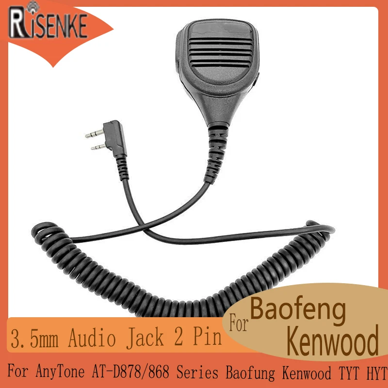 RISENKE Radio Speaker Mic with 3.5mm Audio Jack,for Baofeng UV5R,UV5R-Plus, UV82, BF888, Kenwood TK220, TK2100, TK2207, TK3100