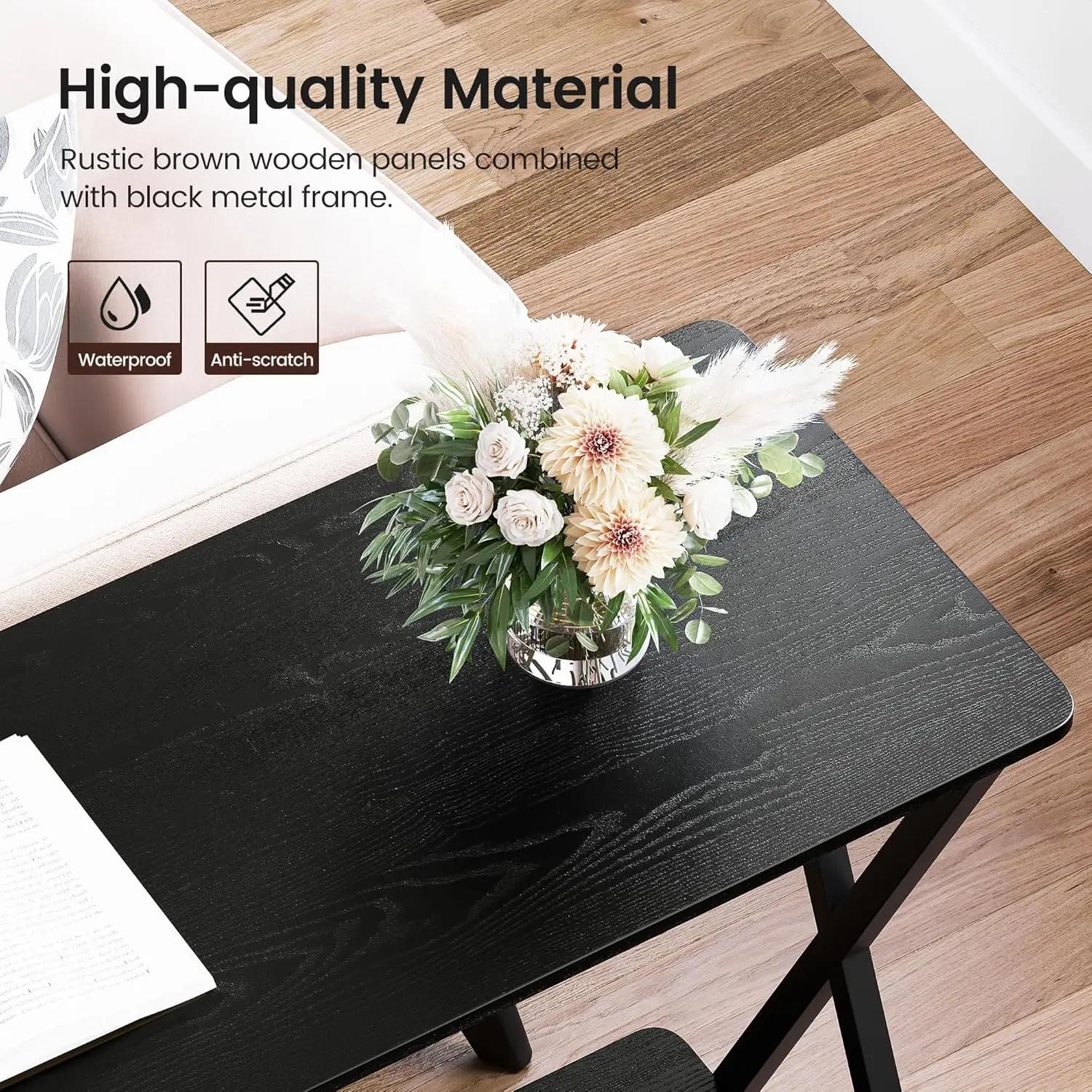 Narrow Console Table, Wood Sofa Table with Shelf, Metal Frame, 2-Tier Industrial Entryway Table For Living Room, 80*30*81cm