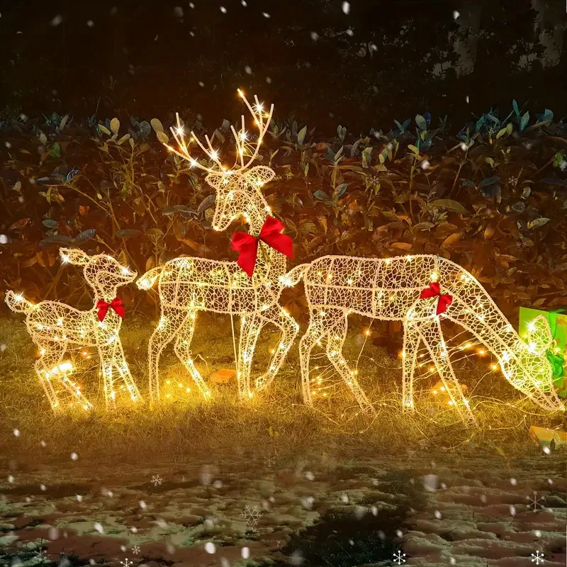 

Christmas New Outdoor Decoration Luminous Deer Three Sets Gardening Lawn Decoration Ornaments Outdoor Christmas Atmosphere Props