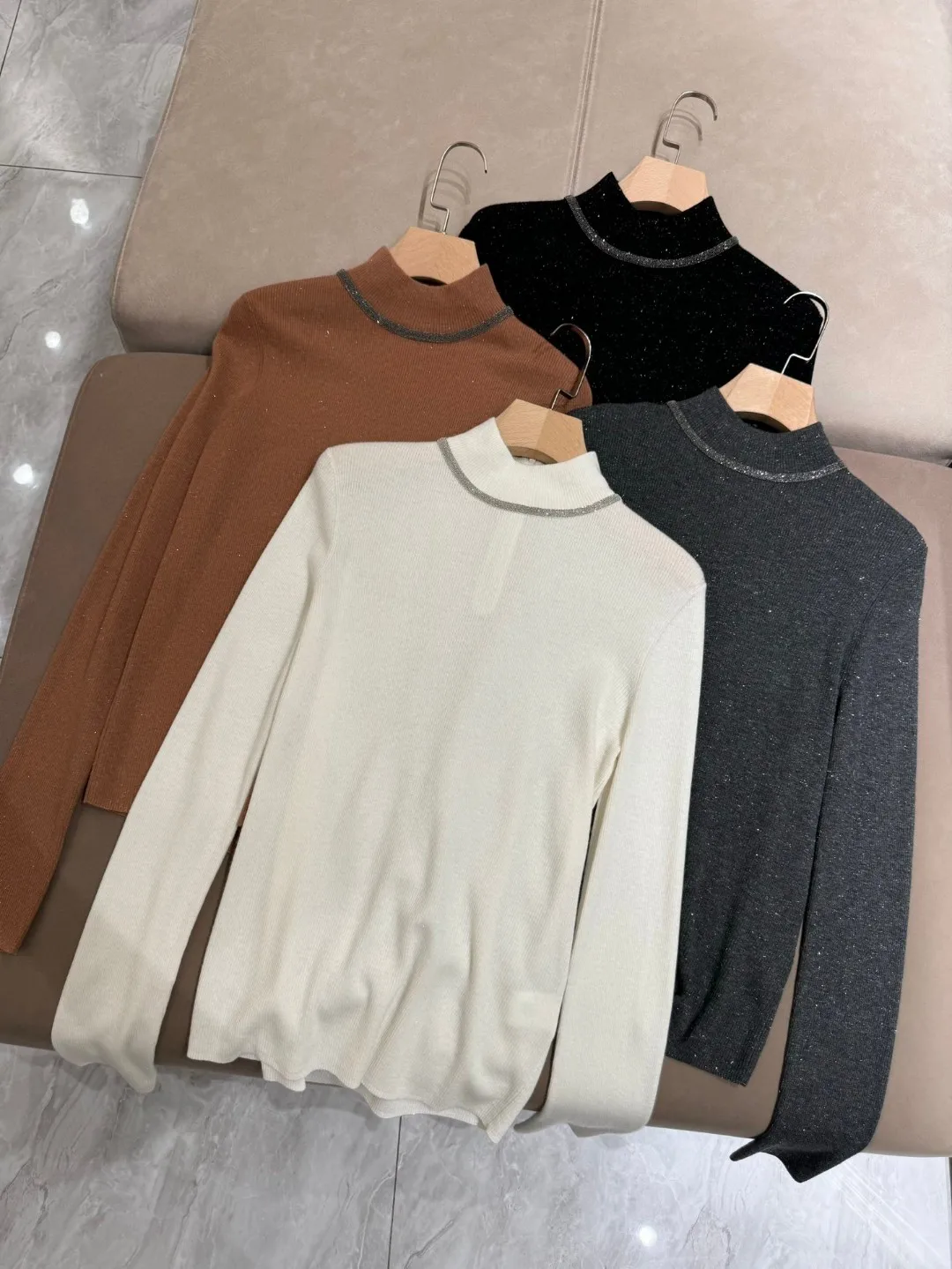 Ariana Bold Striped Patchwork Oversized Pullover – Henley Neck High-Low Hem with Exposed Stitching