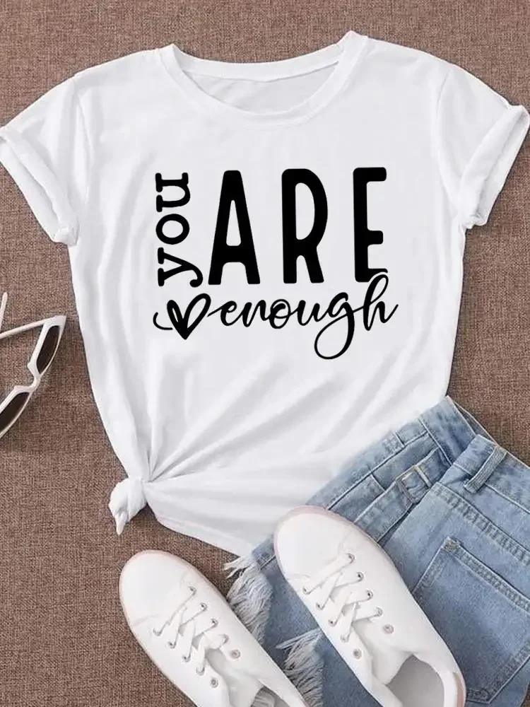 

Fashion O-neck T Shirt Moon Letter Style Cute Tee Top Women Graphic T-shirts Print Short Sleeve Clothing Clothes