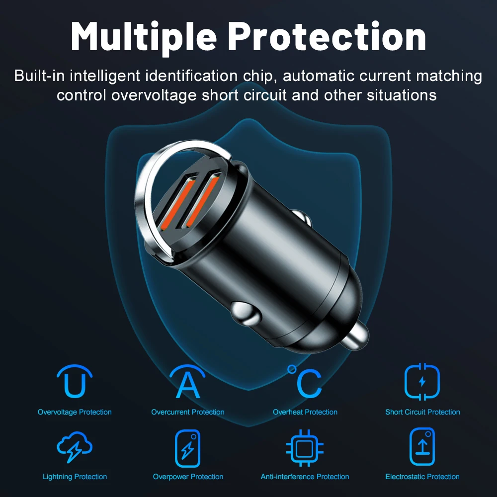 Mini PD QC Pull Ring Fast Charging Car Charger USB C Car Phone Charger Adapter For iPhone 13 12 Xiaomi Samsung Huawei