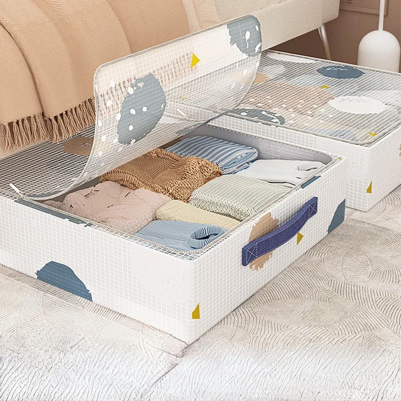 

Original Finishing Foldable Sundries Household PVC Grid Dustproof Clothes Storage Color Bed Box Bottom Flower Tool Boxes