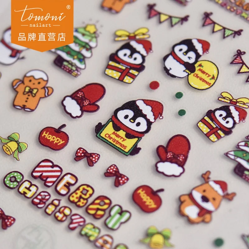 

[Meow.Sensei] Tomoni Thin Tough Nail Stickers Popular Cute Nail Sticker Factory Wholesale Japanese Christmas Penguin 3355