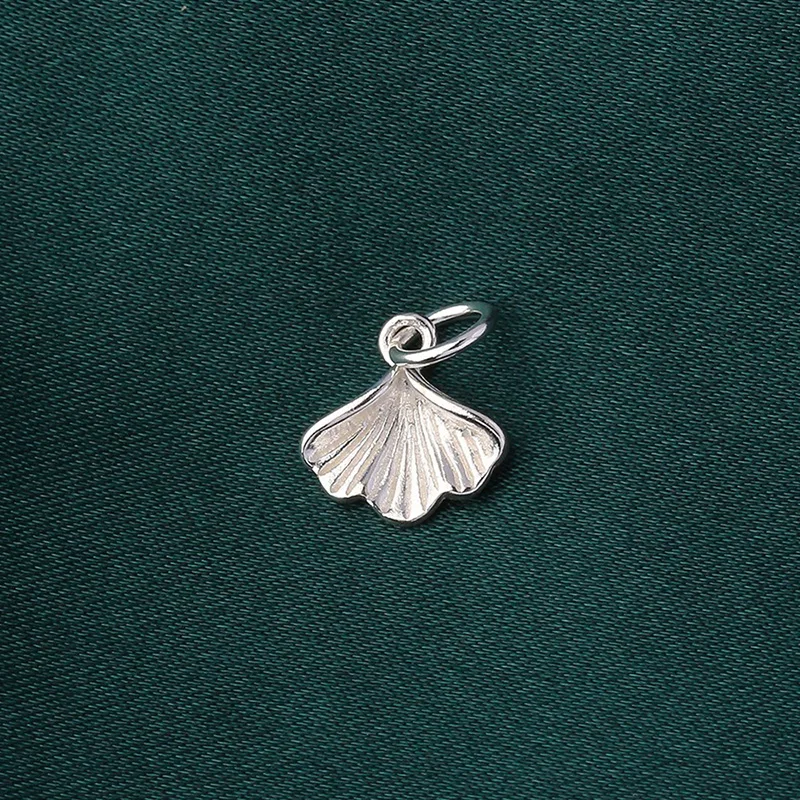 TrustDavis Real 925 Sterling Silver Ginkgo biloba leaves Plant Bracelet Necklace Handmade DIY Accessories Fine Jewelry DZ1647