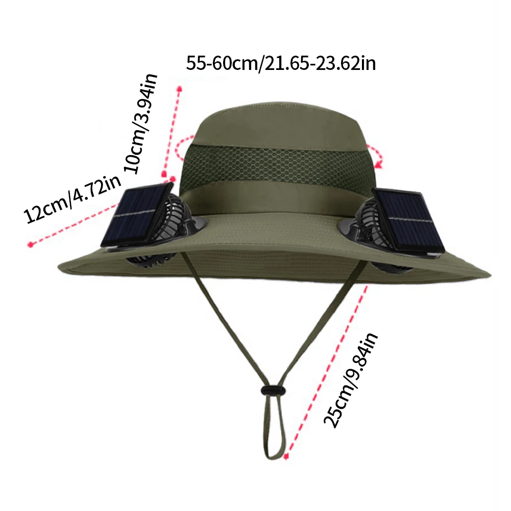 Nylon Outdoor Sun Hat with Solar Fan for Beach Garden