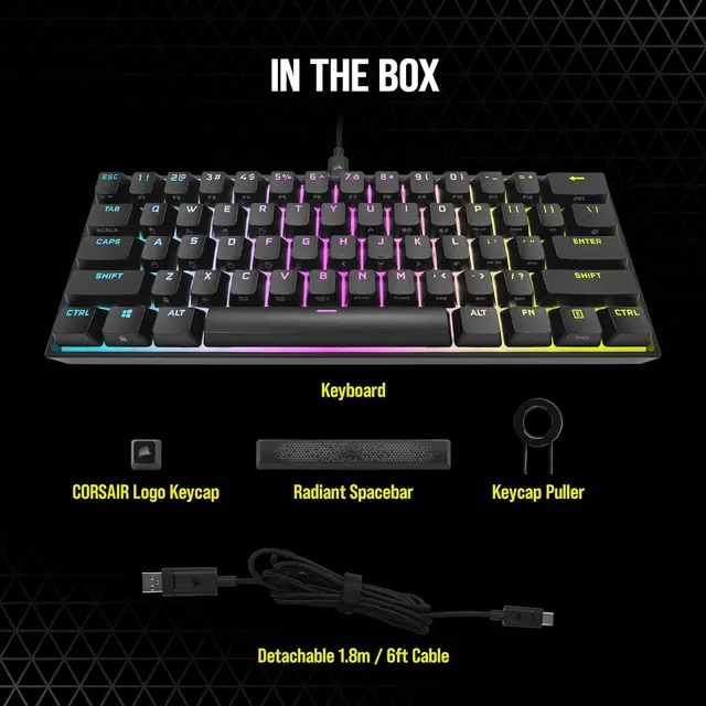 PC周辺機器 Corsair K65 RGB MINI 60% gaming keyboard K65 RGB MINI 60% Mechanical Gaming Keyboard — CHERRY MX Red