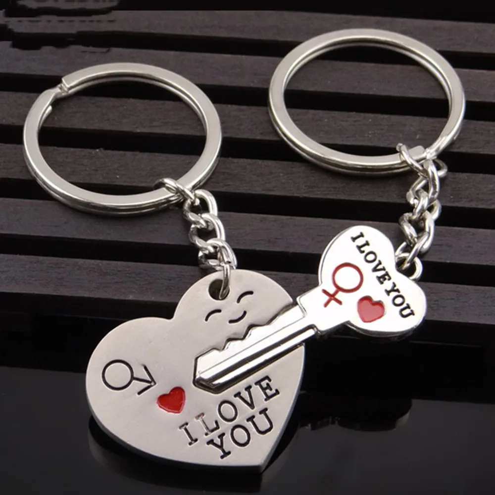I Love You 커플 키 체인, 하트 모양 동물 하트 키 링, 연인 베스트 프렌즈 발렌타인 데이 선물