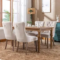 Beige Velvet Dining Chairs Set of 4, Kitchen & Dining Room Chairs Set of 4, Tufted Dining Chairs, Velvet Upholstered 2