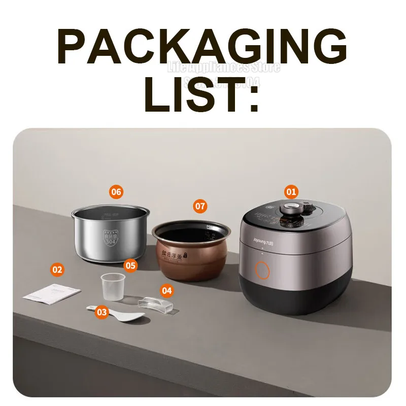 Joyoung B771 Electric Pressure Cooker Non-Stick Rice Cooker With 2 Liners 6L Stainless Steel Stew Pot For Home Kitchen 70KPa