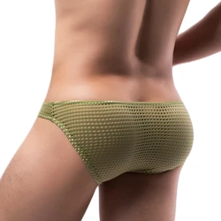 Mesh Underwear Men Sexy Breathable Briefs Cuecas Calzoncillos Male Sissy Panties Pouch Low Rise Briefs Men's Solid Lingerie