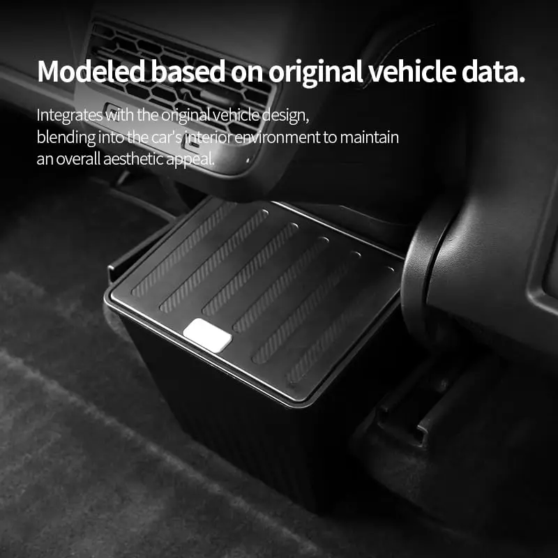Car Trash Can Rear Center Console Trash Can Storage Box for Tesla Model Y-Backseat Storage Box Garbage Can With Push-to-Open Lid
