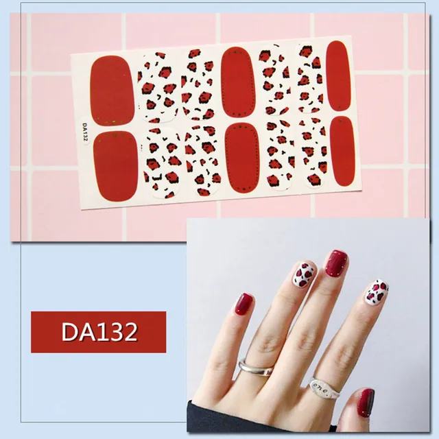 14tips/sheet Nail Wraps Polish Decals Strips Golden Glitter 3D Adhesive Full Nail Art Stickers Manicure Kits Drop Shipping DA132